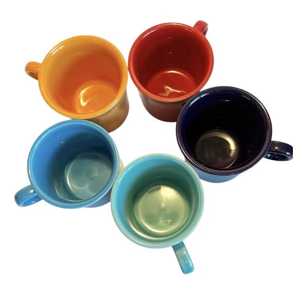 Vtg Fiestaware Fiesta HLC Set of 5 Multicolored Coffee Cups Mugs Ring Handles - Picture 2 of 16